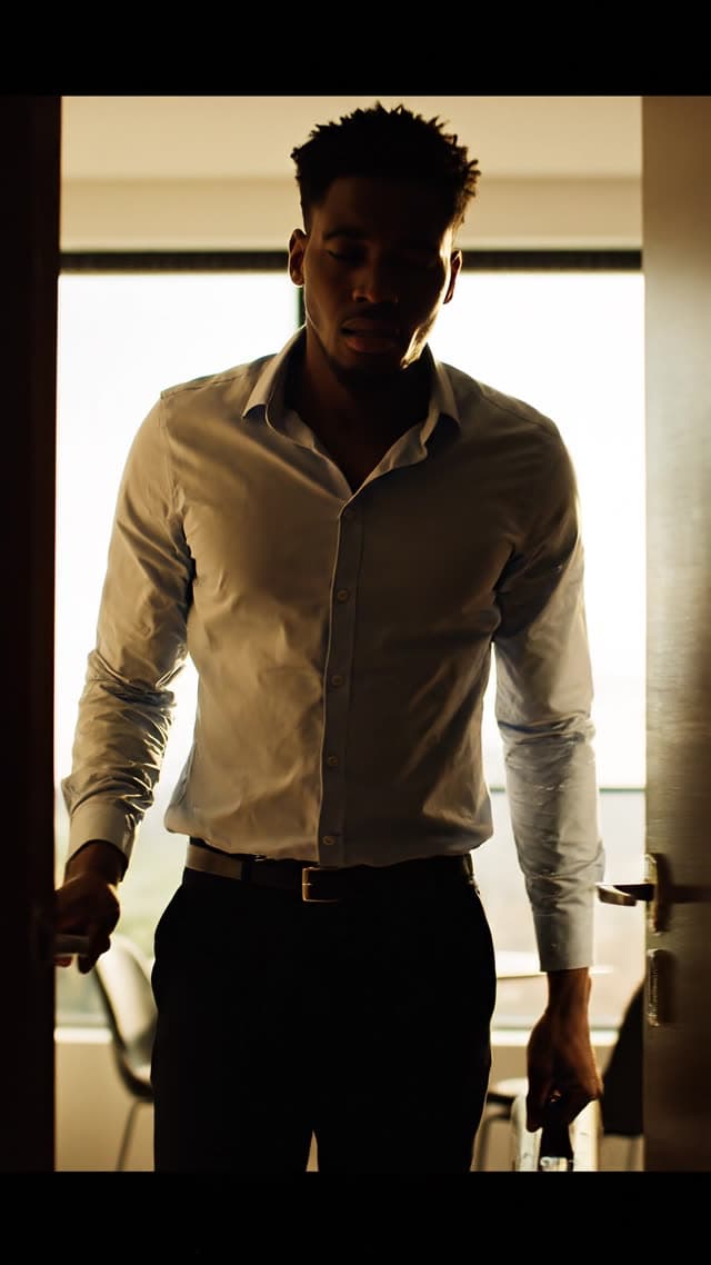 4-second vertical video, realistic, cinematic, product-problem showcase.

0-1.5s: A young man arrive